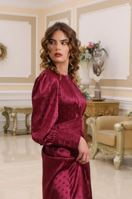 Exclusive Deal Diana Print Dress - Maroon