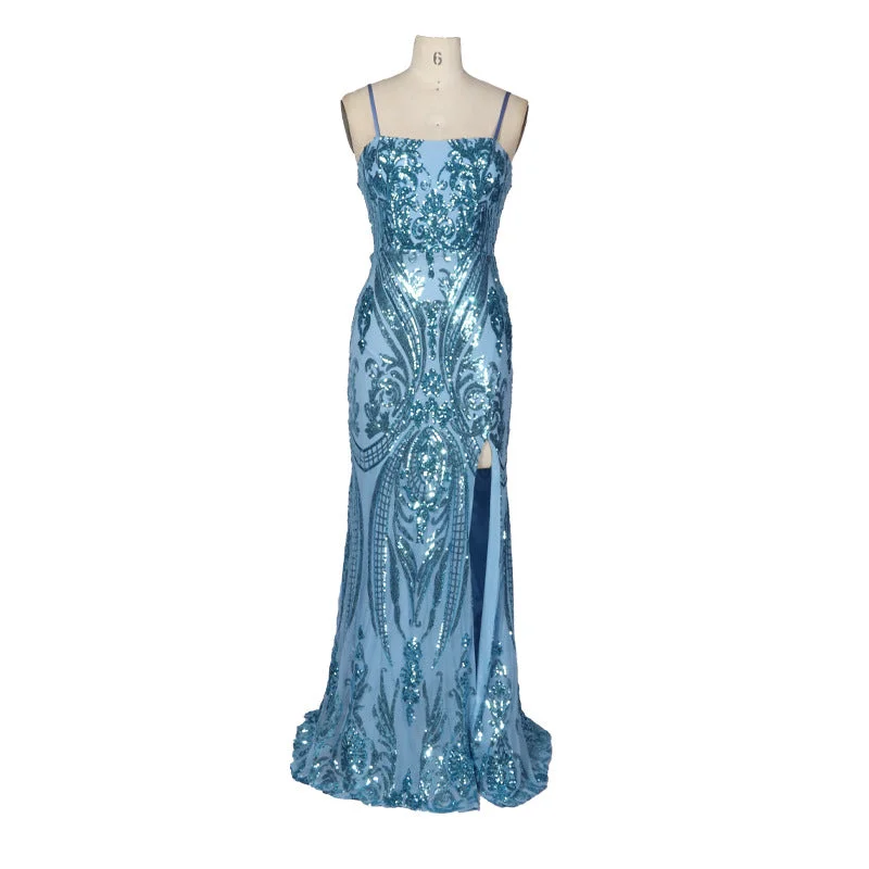 Big Discounts Spaghetti Strap Sequin Slit Maxi Dress