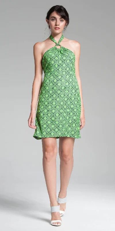 Today's Special Printed Halter Dress - Lime