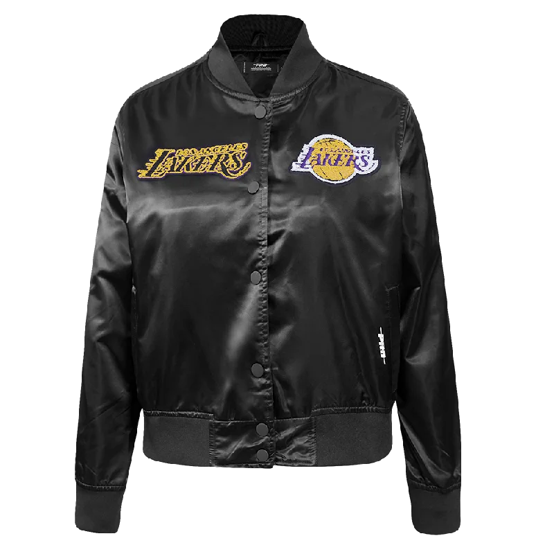 NBA LOS ANGELES LAKERS GAME DAY CLASSICS WOMEN'S SATIN JACKET (BLACK)