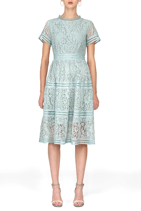 Extra Savings SCANDINAVIA-Short Sleeve Fit And Flare Lace A-line Dress