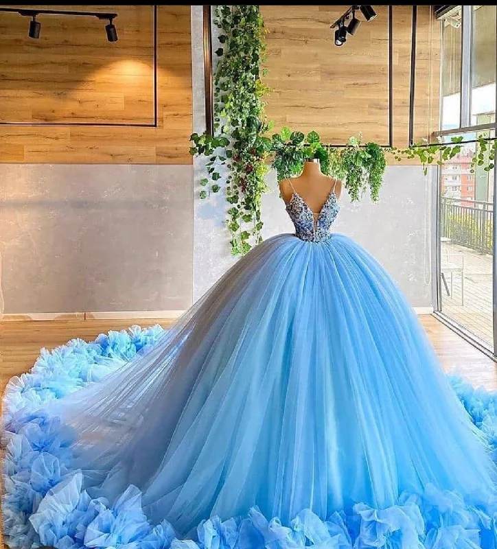 New Deals Elegant blue Ball Gown Quinceanera prom Dress For Sweet 16,DS4373