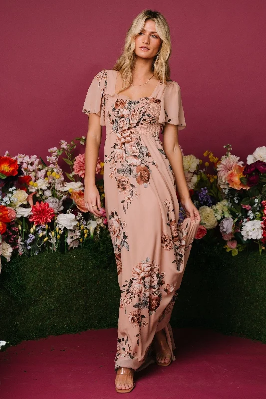 YEAR-End Clearance Fleur Maxi Dress | Nude Floral