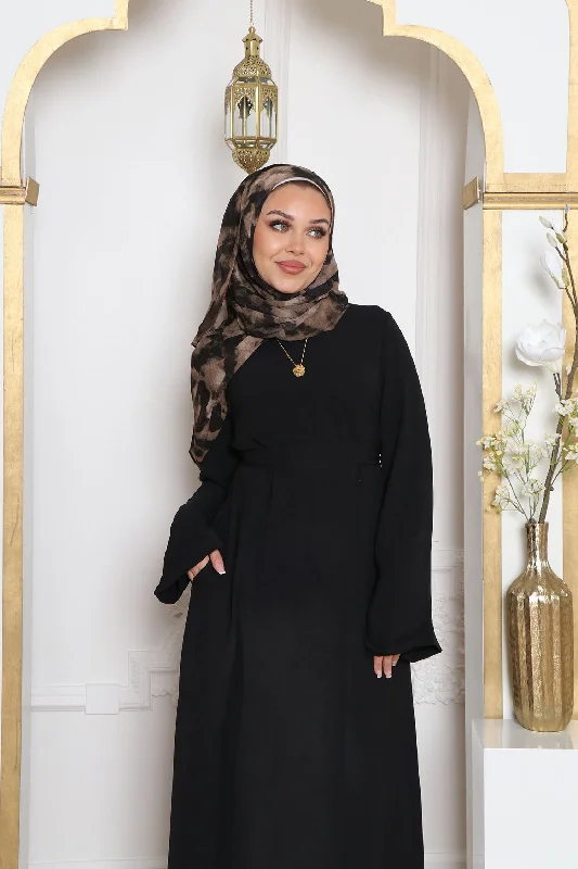 Super Bargain Nila Textured Essential Abaya- Black