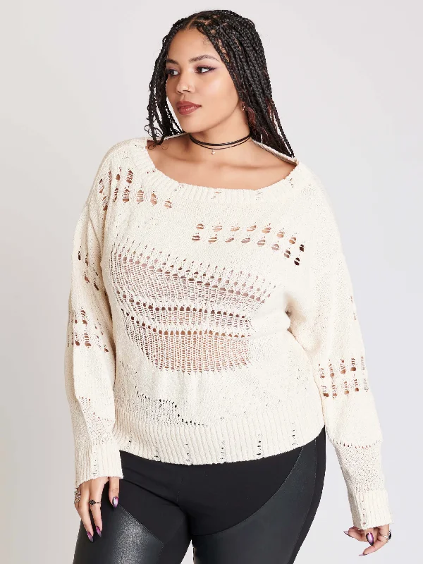 party-ready dressIvory Distressed Sweater