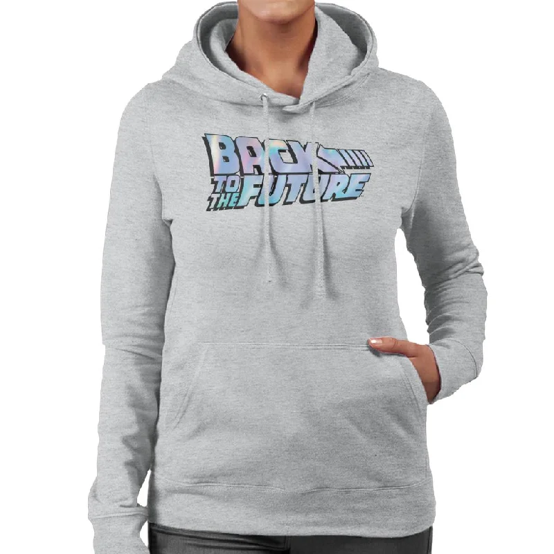 slim fit hoodieBack to the Future Pink Gradient Logo Women's Hooded Sweatshirt