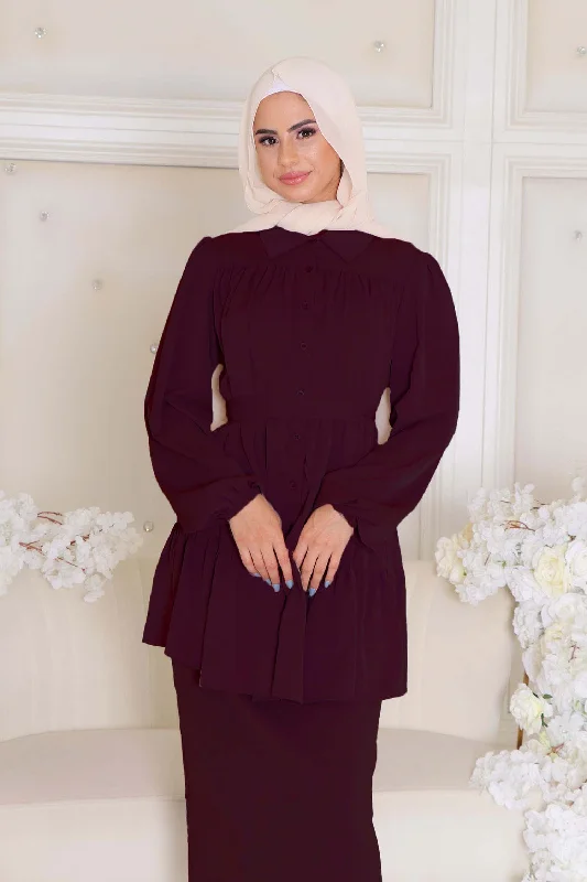 Clearance Items Sadie Soft Smock Top- Mahogany