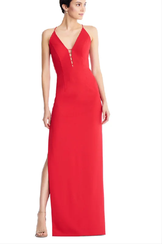 Act Fast AIDAN MATTOX-RED SCUBA CREPE COLUMN GOWN