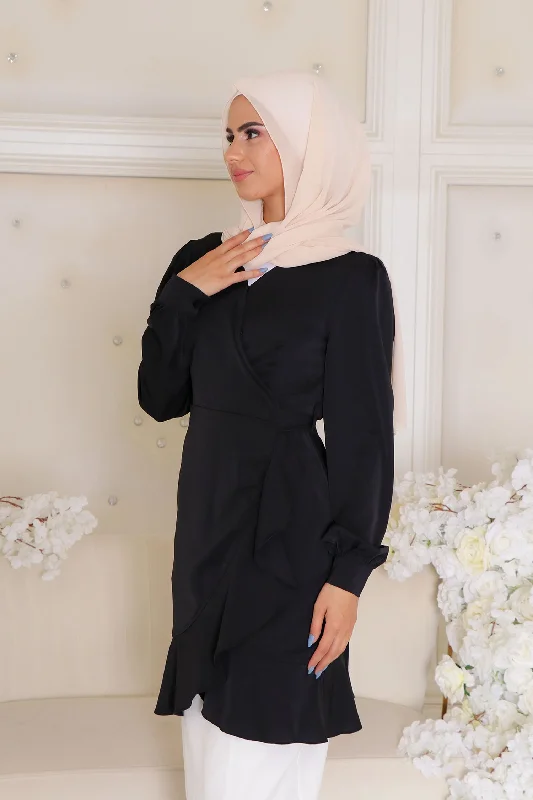 Super Sale Tessa Wrap Top- Black