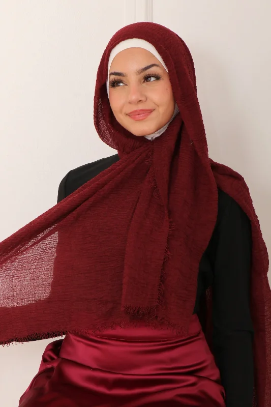 Stock Up and Save Pleated Cotton Scarf- Burgundy