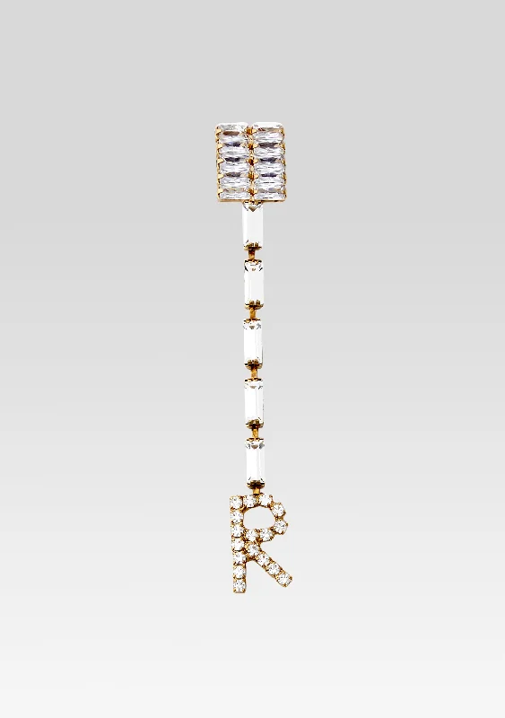 Act Fast Lara Block Crystal Letter Drop Earring