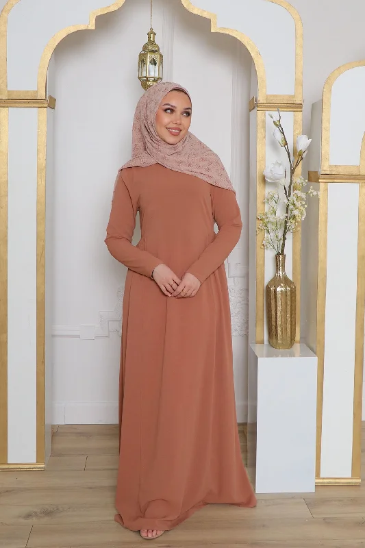 Act Fast Gia Linen Abaya- Tan
