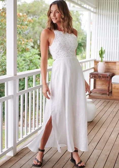 Best Deals Maxi White open back Dress Nyra