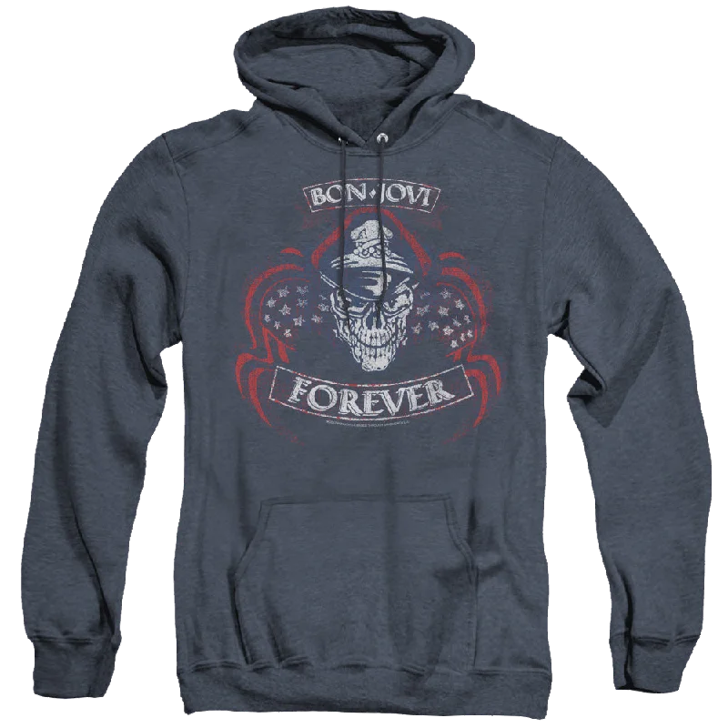 zip-up hooded sweatshirtBon Jovi Forever Skull - Heather Pullover Hoodie