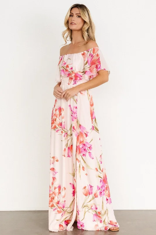 spaghetti strap dressDaphne Off Shoulder Maxi Dress | Blush Floral