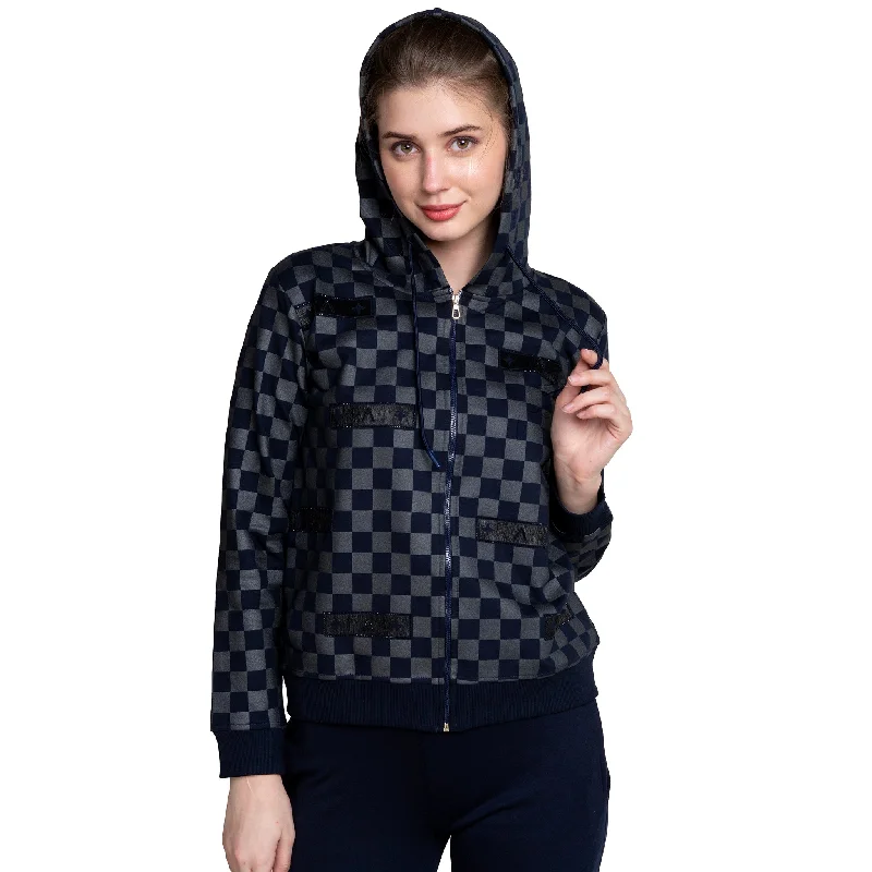 Low Prices Checker Print Women's Zip-through Hoodie
