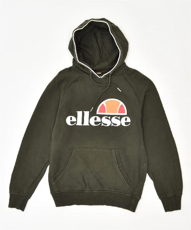 Doorbuster Deal ELLESSE Womens Graphic Hoodie Jumper UK 6 XS Khaki Cotton