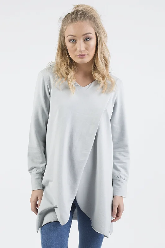 oversized crewneck sweatshirtGrey Wrap Around Oversized Hoodie - Yasmin