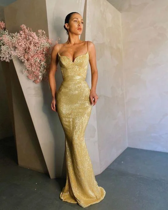 elegant maxi dressgorgoues gold sequin long mermaid prom gown,DS2704