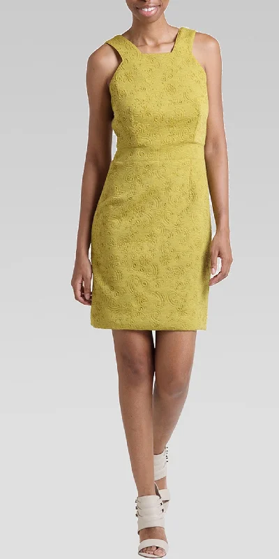 New Arrival 3D Floral Neoprene Banded Bodycon Mini Dress - Marigold