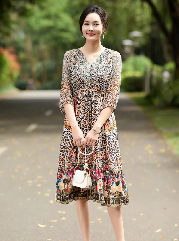 Shop and Save Ladies Luxury 100% Mulberry Silk Dress For Women