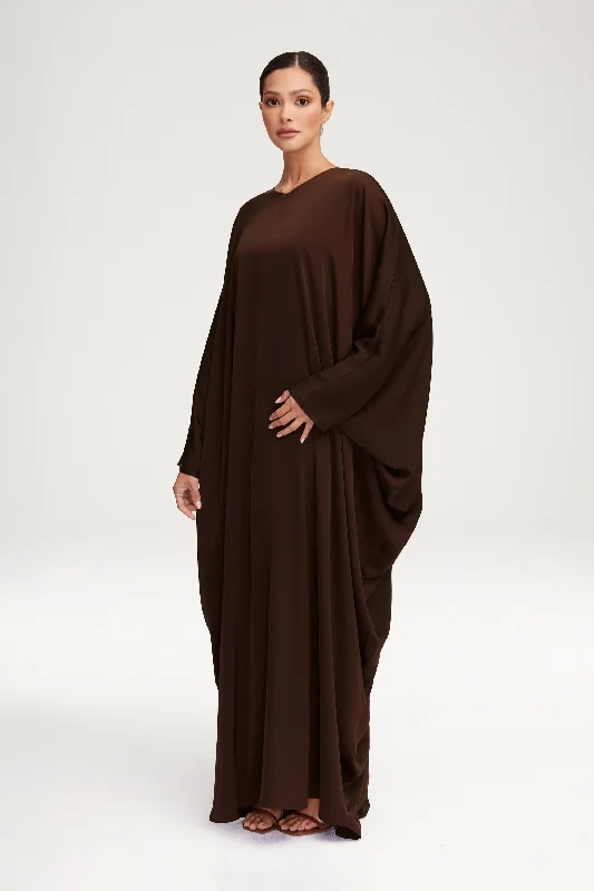 off-the-shoulder dressAnisa Satin Kaftan - Espresso