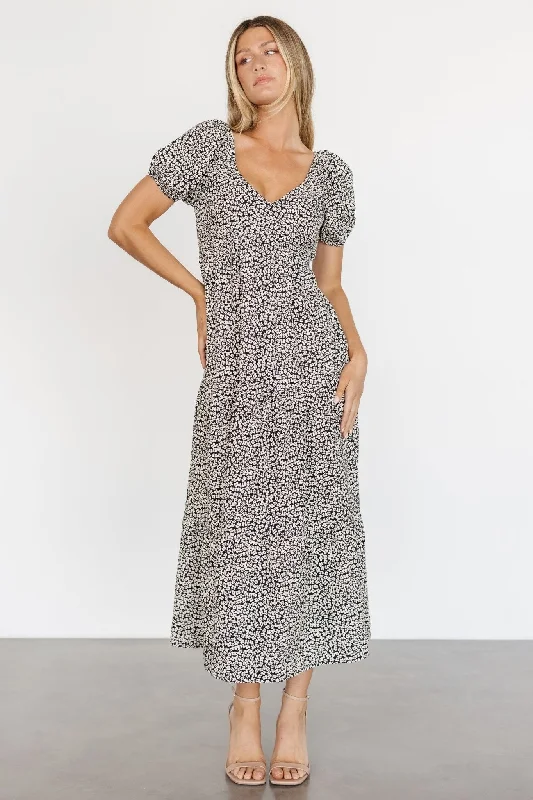 Super Sale Gables Puff Sleeve Maxi Dress | Black Multi
