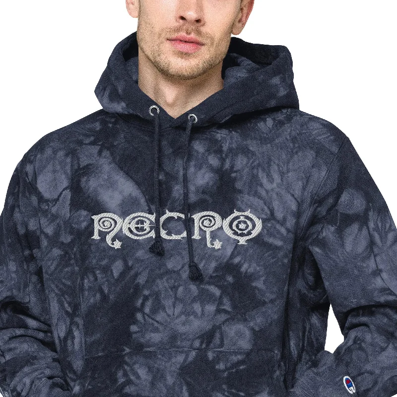Warehouse Sale Necro - Light Grey Necro - Unisex Champion Tie-Dye Hoodie - Embroidered