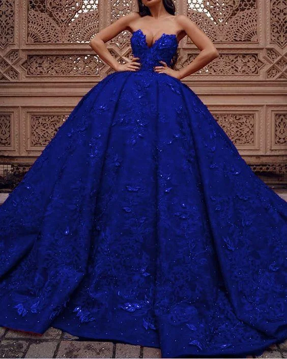 Super Sale royal blue lace prom dresses ball gown sweetheart corset,DS4354