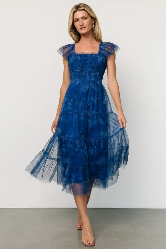 stylish party dressClementine Tulle Midi Dress | Cobalt