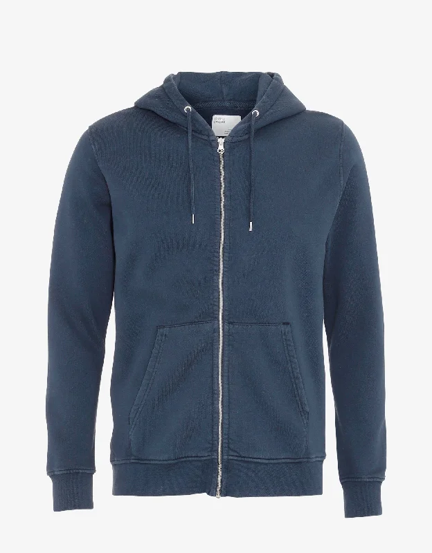 chic workout hoodieClassic Organic Zip Hood - Petrol Blue