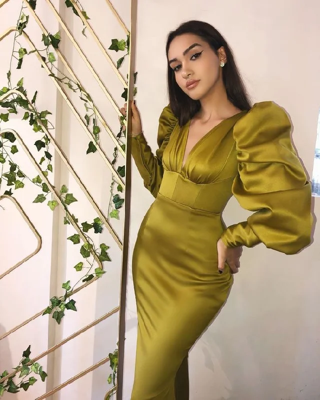 Steals and Deals Gorgeous Mermaid Long Sleeves V-neck Long Prom Dress,DS3994