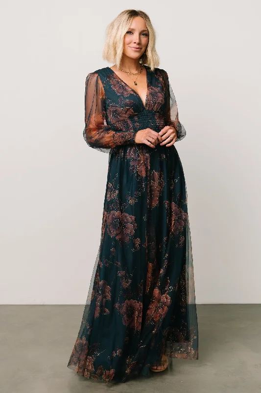 modern dressLayla Tulle Maxi Dress | Copper + Blue Metallic