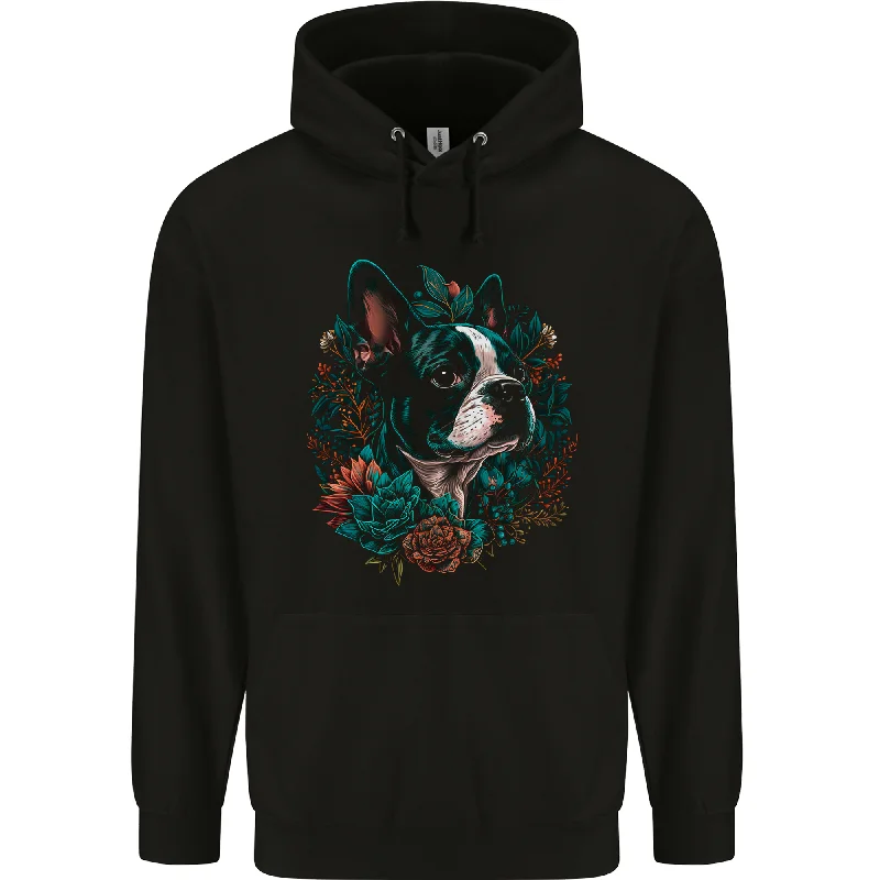 warm hoodieA Boston Terrier Dog Mens 80% Cotton Hoodie