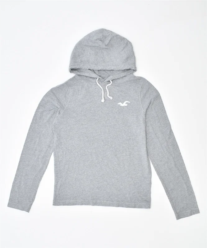 fashion casual hoodieHOLLISTER Womens Hoodie Jumper UK 10 Small Grey Cotton