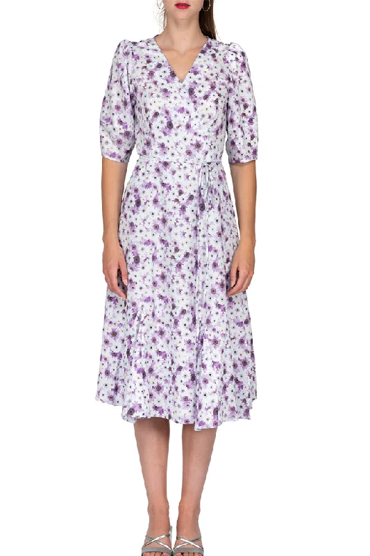 Closeout Puff Sleeve Ruffle Hem Fit & Flare Dress