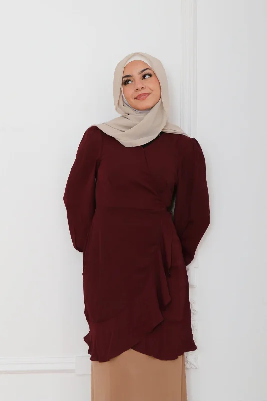 YEAR-End Clearance Tessa Wrap Top- Mahogany
