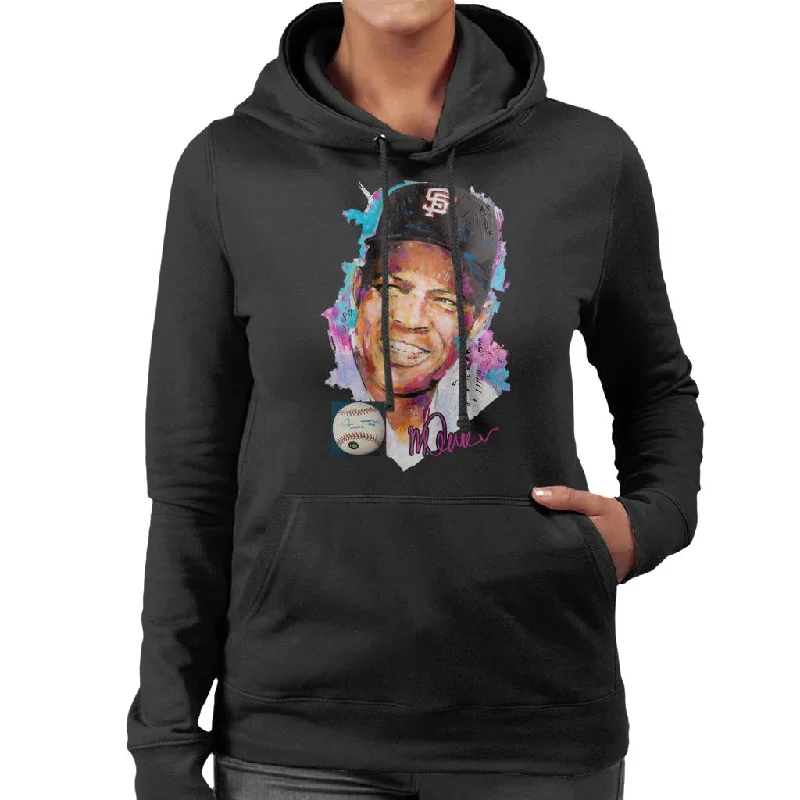 contemporary fitness sweatshirtSidney Maurer Original Portrait Of Willie Mays Women's Hooded Sweatshirt