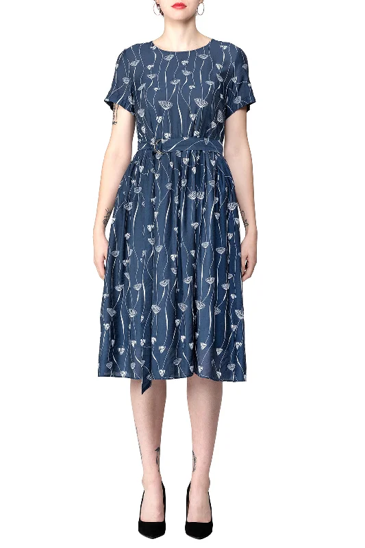 Overstock Sale TWO PEARS-Short Sleeve Waist Belt Shift Dress