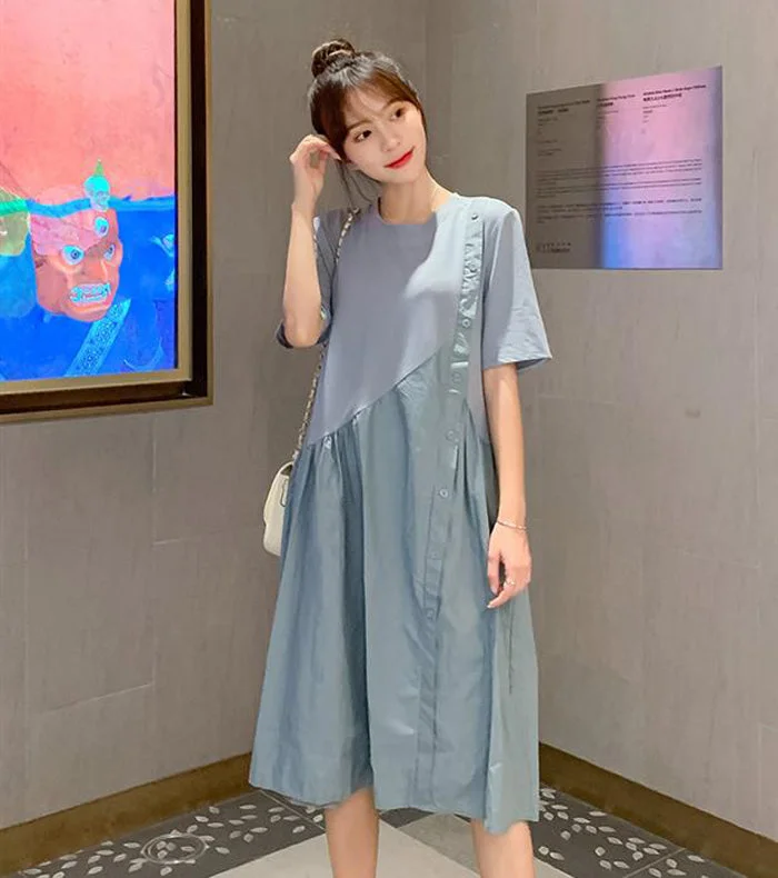 Bonus Savings TWO PEARS-Short Sleeve Oversized Shift Dress