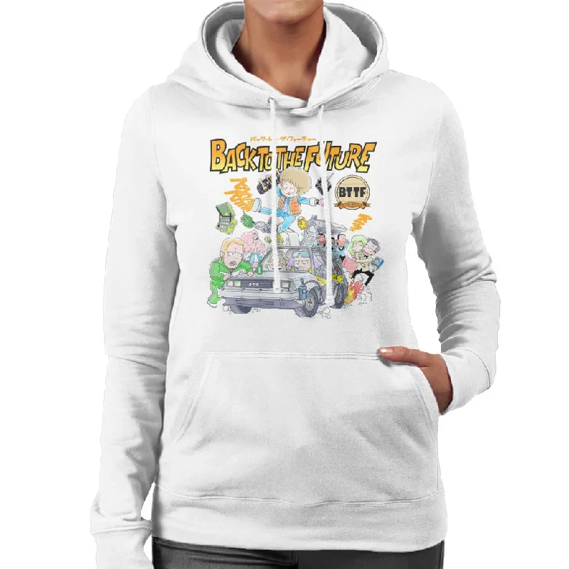 stylish pullover sweatshirtBack To The Future Comic Kanji Women's Hooded Sweatshirt