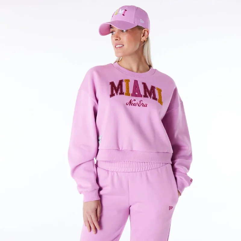 Seasonal Sale New Era Infill Pastel Pink Crop Crew Neck Sweatshirt