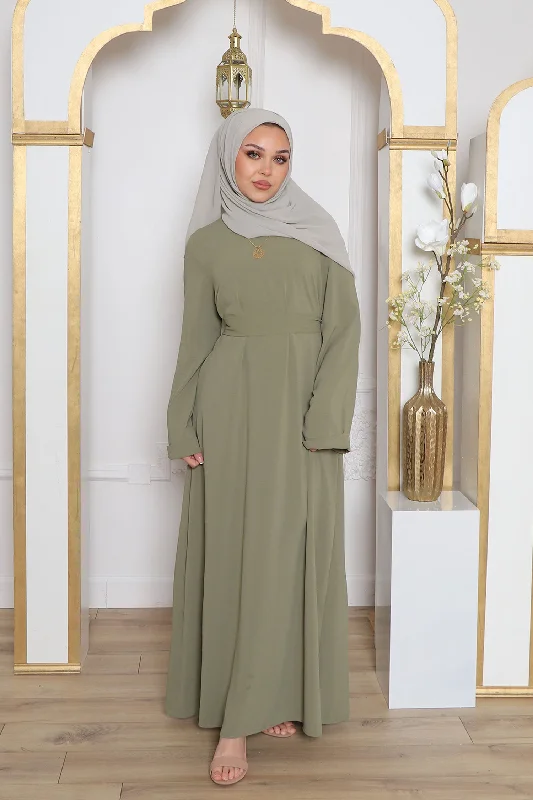 Hurry In Nila Linen Essential Abaya- Sage Green