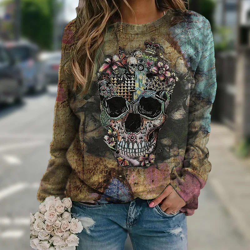 Sale Event Long sleeve skull print sweatshirt
