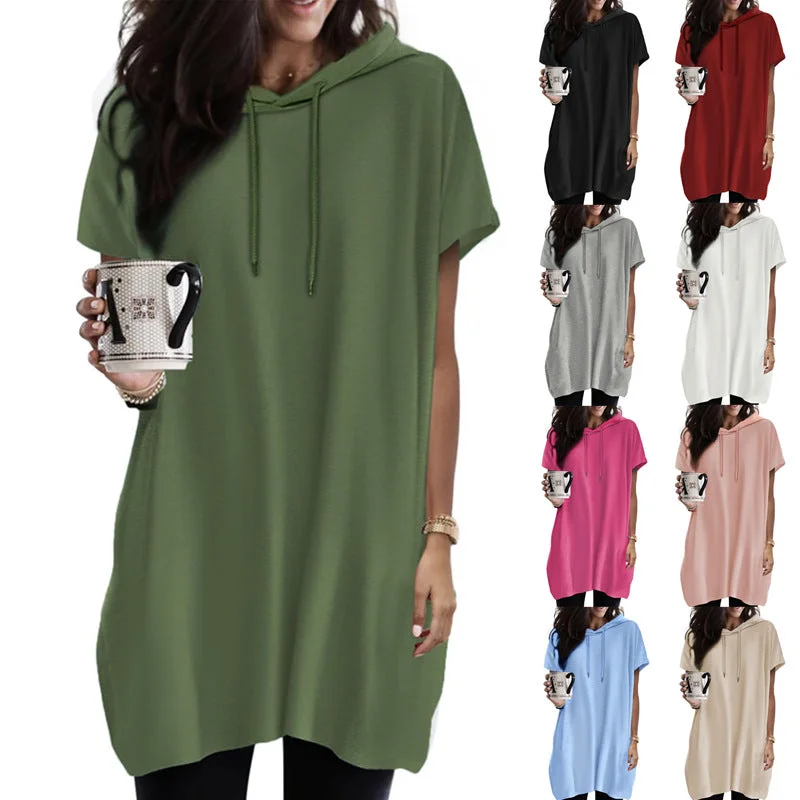 Markdowns Women's Oversized Hoodie Short Sleeve Fashion