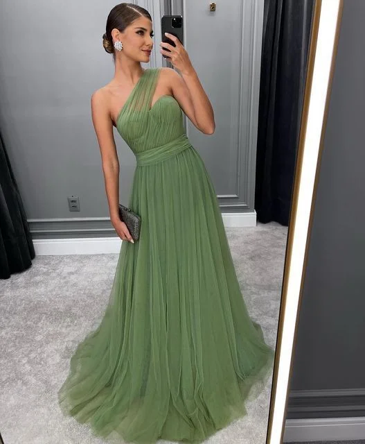 ashionable dressGreen Long A-line Prom Dress Trendy Tulle Formal Evening Dresses,DP0173