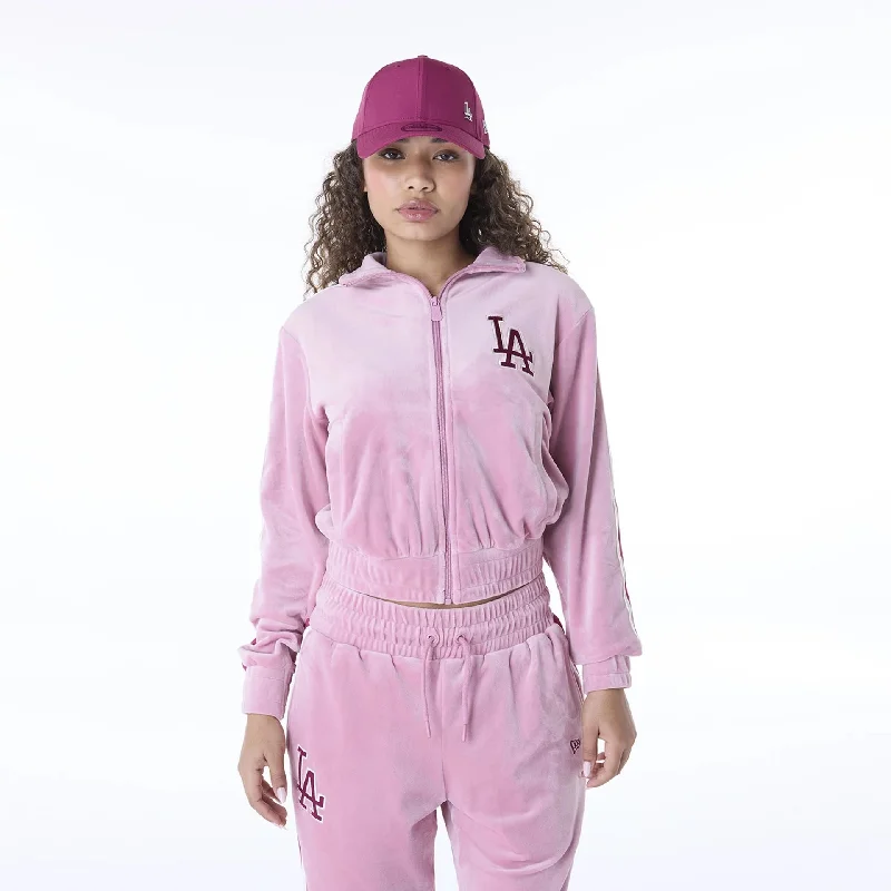 YEAR-End Sale LA Dodgers Womens MLB Velour Dark Pink Track Jacket
