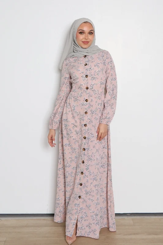 Price Reduction Maya Floral Button Down Dress- Blush