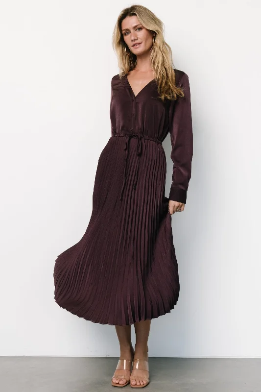 lace-up dressWaco Pleated Dress | Dark Plum