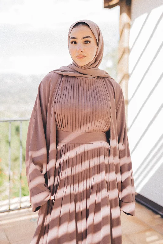 Sneak Peek Sale Adina Pleat Abaya Set- Desert Rose